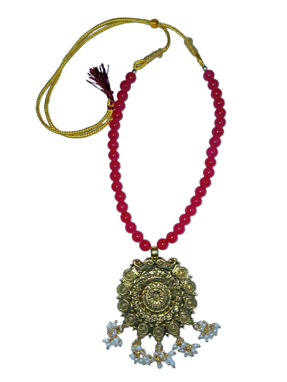 elegant gold toned ethnic necklace & earring set elegant gold toned ethnic necklace & earring set