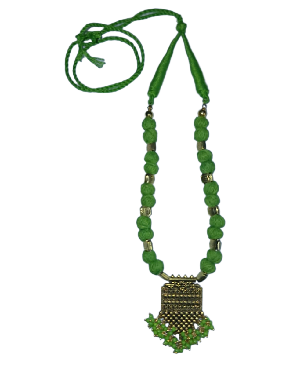 ethnic green thread pendant necklace for women ethnic green thread pendant necklace for women